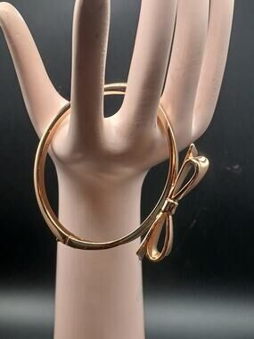 Kate Spade "Love Notes" Bow Hinged Bangle Bracelet Rose Gold Tone